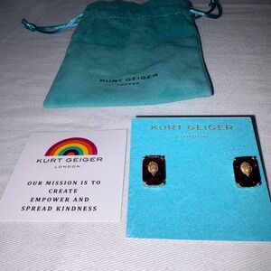 Kurt Geiger London Stud Earrings Dark Red Gem Gold Tone Eagle Detail new pierced